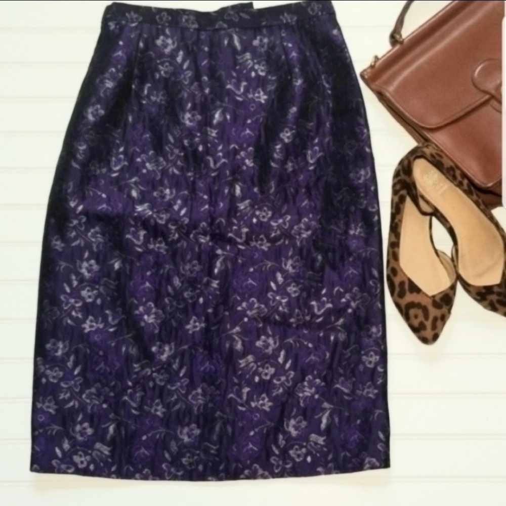 Bigio Collection- sz. 6, embroidered, skirt black purple silver high waist